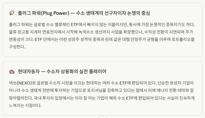 글로벌 수소 밸류체인 ETF의 주요 편입 종목 들여다보기