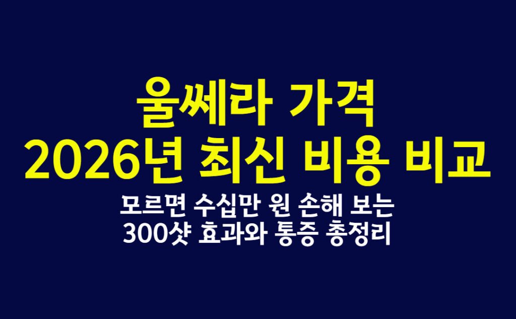 울쎄라 가격 2026년 최신 비용 비교