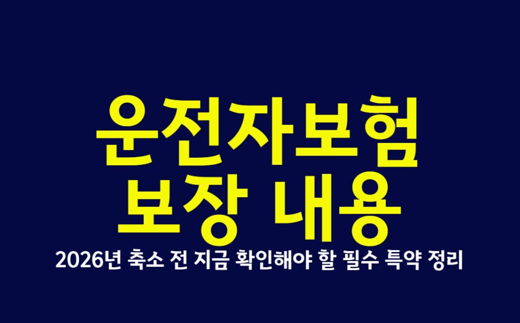 운전자보험 보장 내용, 2026년 축소 전 지금 확인해야 할 필수 특약 정리