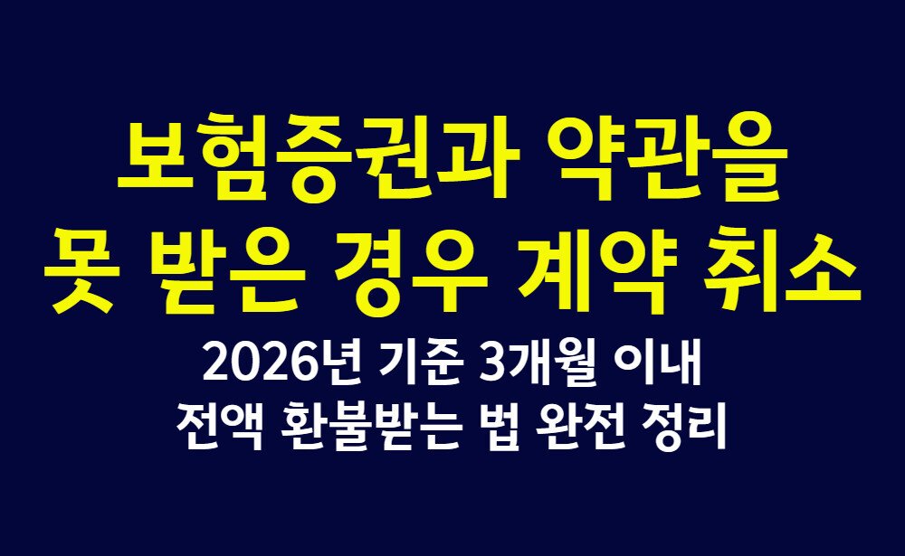 보험증권과 약관을 못 받은 경우 계약 취소, 2026년 기준 3개월 이내 전액 환불받는 법 완전 정리